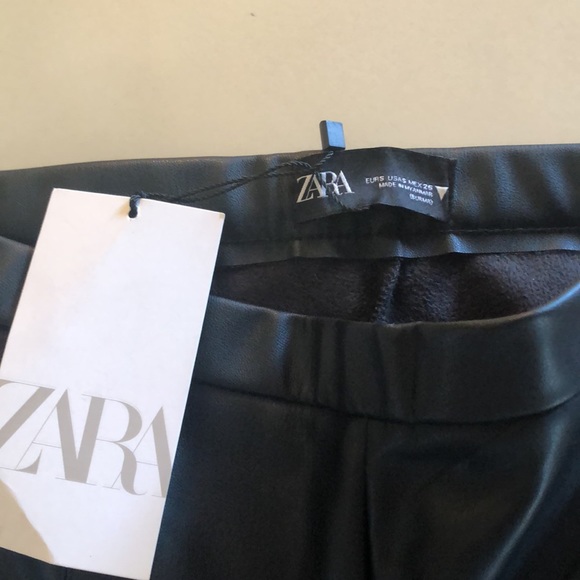 Zara BNWT black leather high rise leggings size small S - Picture 2 of 8